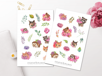 Animals and Flowers Sticker Set